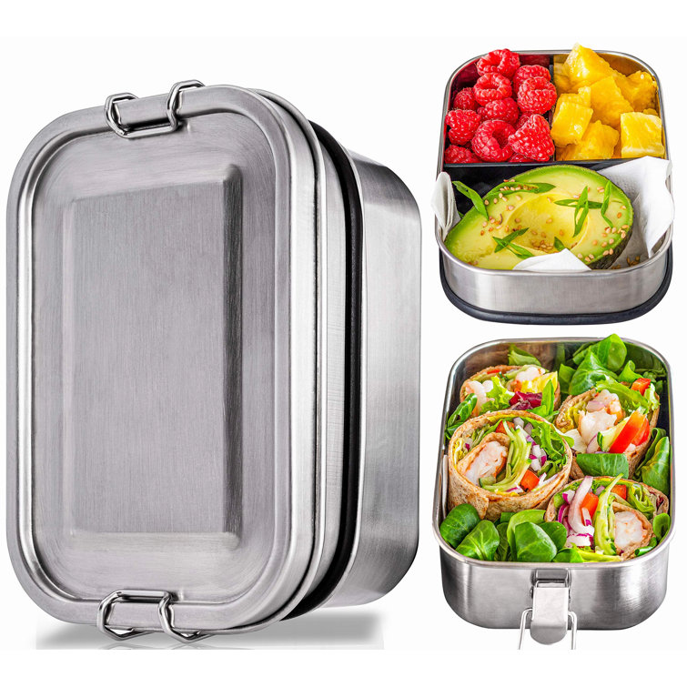 Stainless Steel Lunch Box Metal Bento Box Food Container Lock Clips